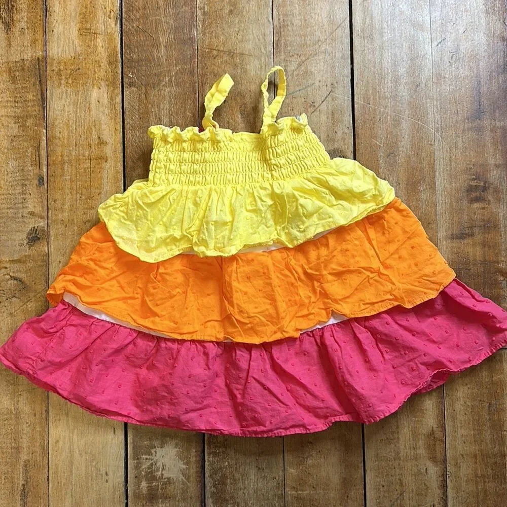 Penelope Mack dress size 6 to 9 months tiered ruffle rainbow boho cotton summer